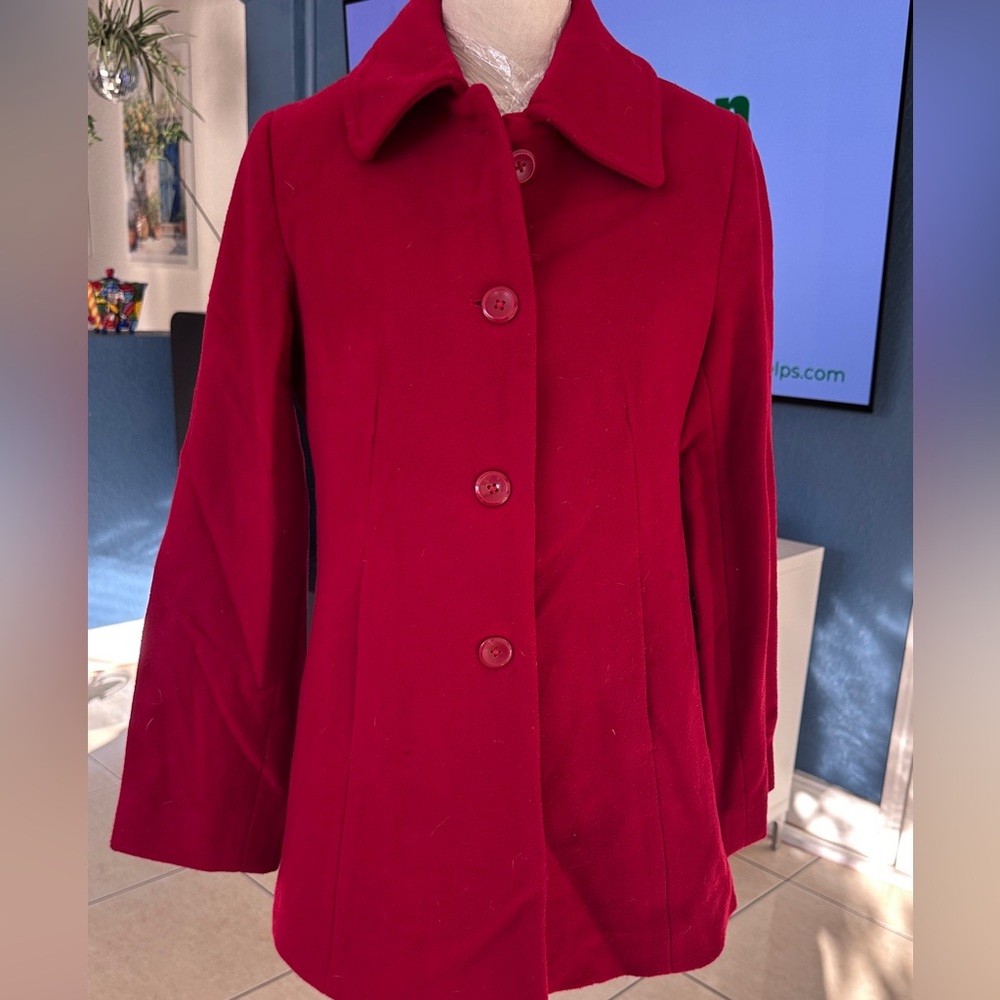 Jaclyn Smith Bold Red Pea Coat